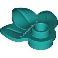 Деталь Лего Пластина Круглая 1 Х 1 С 3 Листьями Цвет Темно-Бирюзовый
