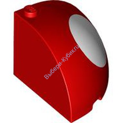 Деталь Лего Кубик Закругленный 4 x 4 x 2 2/3 С Рисунком Цвет Красный