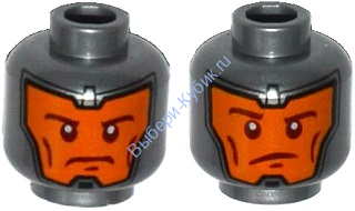 Деталь Лего Голова Минифигурки Двусторонняя Цвет Перламутрово-Светло-Серый