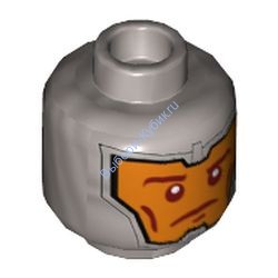 Деталь Лего Голова Минифигурки Двусторонняя Цвет Перламутрово-Светло-Серый