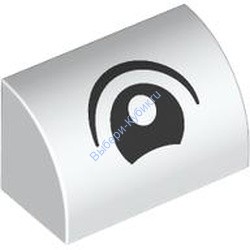 Деталь Лего Кубик Модифицированный 1 х 2 х 1 Без Штырьков С Закругленным Верхом С Рисунком Цвет Белый