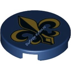 Деталь Лего Плитка Круглая 2 х 2 С Рисунком Цвет Темно-Синий