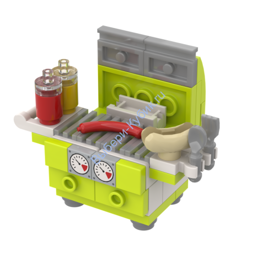 Набор деталей Лего ОТ Выбери Кубик Барбекю Гриль С Сосиской Лайм