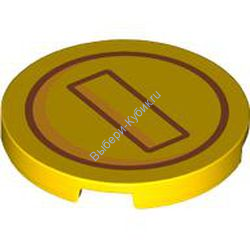 Деталь Лего Плитка Круглая 3 x 3 С Рисунком Цвет Желтый