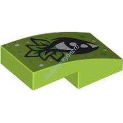 Деталь Лего Скос Изогнутый 2 x 1 x 2/3 Без Штырьков С Рисунком Цвет Лайм