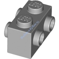 Деталь Лего Кубик Модифицированный 1 х 2 С Штырьками С Двух Сторон Цвет Светло-Серый