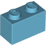 Деталь Лего Кубик 1 х 2 Цвет Умеренно-Лазурный