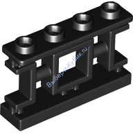 Деталь Лего Забор 1 х 4 х 2 Декоративная Азиатская Решетка С 4 Штырьками Цвет Черный