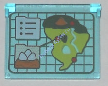 Деталь Лего Стекло Для Окна 1 х 4 х 3 - С Петлями С Рисунком Цвет Прозрачно-Голубой