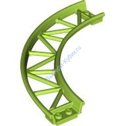 Деталь Лего Путь Для Поезда / Роликовой Машины Изогнутый 90 Градусов Цвет Лайм