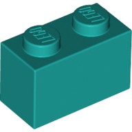 Деталь Лего Кубик 1 х 2 Цвет Темно-Бирюзовый