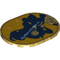Деталь Лего Плитка Круглая 6 x 8 Овальная с Рисунком Цвет Перламутрово-Золотой