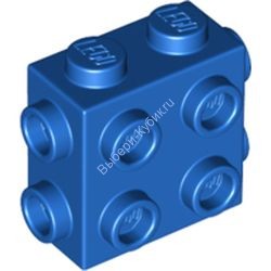 Деталь Лего Кубик Модифицированный 1 х 2 х 1 С Штырьками На 3 Сторонах Цвет Синий