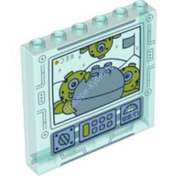 Деталь Лего Панель 1 X 6 X 5 С Рисунком Цвет Прозрачно-Голубой