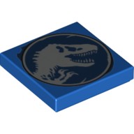 Деталь Лего Плитка 2 х 2 с Динозавром Юрского Периода Цвет Синий