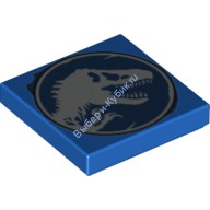 Деталь Лего Плитка 2 х 2 с Динозавром Юрского Периода Цвет Синий