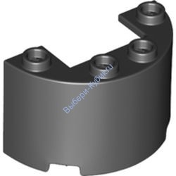 Деталь Лего Половина Цилиндра 2 х 4 х 2 С 1 х 2 Вырезом Цвет Черный