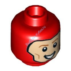 Деталь Лего Голова Минифигурки Двусторонняя Цвет Красный