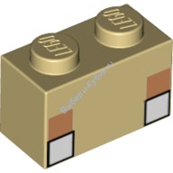 Деталь Лего Кубик С Рисунком 1 х 2 Цвет Песочный