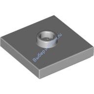 Деталь Лего Пластина 2 х 2 С Желобком И Одной Шляпкой В Центре Цвет Светло-Серый