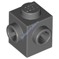 Деталь Лего Кубик Модифицированный 1 х 1 С Штырьками На Смежных Сторонах Цвет Темно-Серый