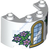 Деталь Лего Половина Цилиндра 2 х 4 х 2 С 1 х 2 Вырезом С Рисунком Цвет Белый