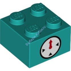 Деталь Лего Кубик С Рисунком 2 х 2 Цвет Темно-Бирюзовый