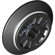 Деталь Лего Колесо для Поезда со Спицами Отверстием под Ось и Резиновой Фрикционной Лентой Цвет Черный