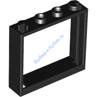 Деталь Лего Окно 1 х 4 х 3 - Нет Вкладок Затвора Цвет Черный