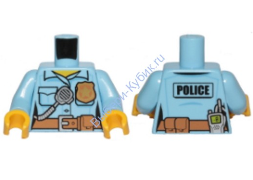 Деталь Лего Торс С Рисунком Цвет Ярко-Светло-Голубой