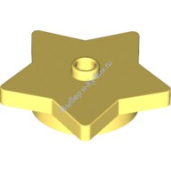 Деталь Лего Пластина Круглая 4 x 4 x 2/3 Со Звездой И 1 Открытой Шпилькой Цвет Ярко-Светло-Желтый