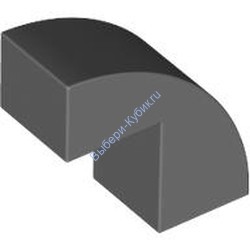 Деталь Лего Кубик Изогнутый 1 x 2 x 1 2/3 С 1 Вырезом Цвет Темно-Серый