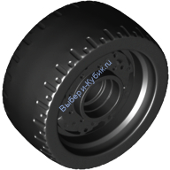 Деталь Лего Колесо С Диском 24 x 12 С Отверстием Для Штифта С Фиксированной Черной Резиновой Шиной Цвет Черный