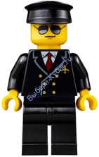 Airport - Pilot, Black Legs, Red Tie and 6 Buttons, Black Hat, Black and Silver Sunglasses