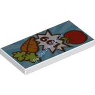 Деталь Лего Плитка 2 х 4 Ценник на Морковь и Яблоки Цвет Белый