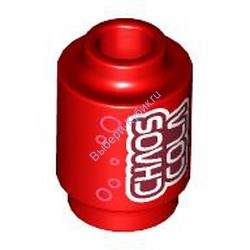 Деталь Лего Кубик Круглый 1 х 1 Открытый Штырек С Рисунком "Хаос-Кола" Цвет Красный