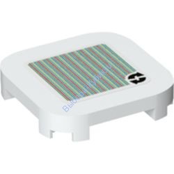 Деталь Лего Плитка Модифицированная 4 х 4 С Закругленными Углами И 4 Подставками С Рисунком Цвет Белый