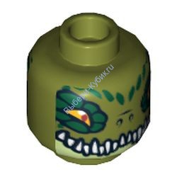 Деталь Лего Голова Минифигурки Двусторонняя Цвет Оливковый Зеленый