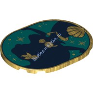 Деталь Лего Плитка Круглая 6 x 8 Овальная с Рисунком Цвет Перламутрово-Золотой