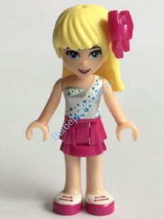 LEGO® FRIENDS™ Стефани, юбка маджента, белый топ через одно плече со звездочками