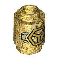 Деталь Лего Кубик С Рисунком Круглый 1 х 1 с Открытым Штырьком и Рисунком Цвет Перламутрово-Золотой