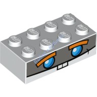 Деталь Лего Кубик С Рисунком 2 х 4 Лицом Робота Цвет Белый