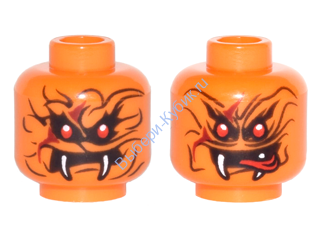 Деталь Лего Голова Минифигурки Двусторонняя Цвет Оранжевый
