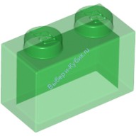 Деталь Лего Кубик 1 х 2 Без Нижних Креплений Цвет Прозрачно-Зеленый