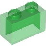 Кубик 1 х 2 Без Нижних Креплений, Цвет: Прозрачно-Зеленый