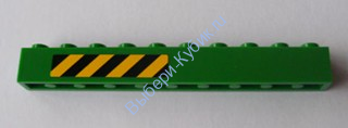 Деталь Лего Кубик 1 х 10 С Рисунком Цвет Зеленый 