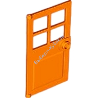 Деталь Лего Дверь 1 х 4 х 6 С Четырьмя Окнами И Штырьком - Ручкой Цвет Оранжевый