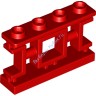 Деталь Лего Забор 1 х 4 х 2 Декоративная Азиатская Решетка С 4 Штырьками Цвет Красный