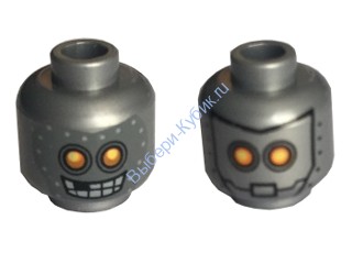 Деталь Лего Голова Минифигурки Двусторонняя Цвет Перламутрово-Светло-Серый