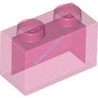 Деталь Лего Кубик 1 х 2 Без Нижних Креплений Цвет Прозрачно-Розовый
